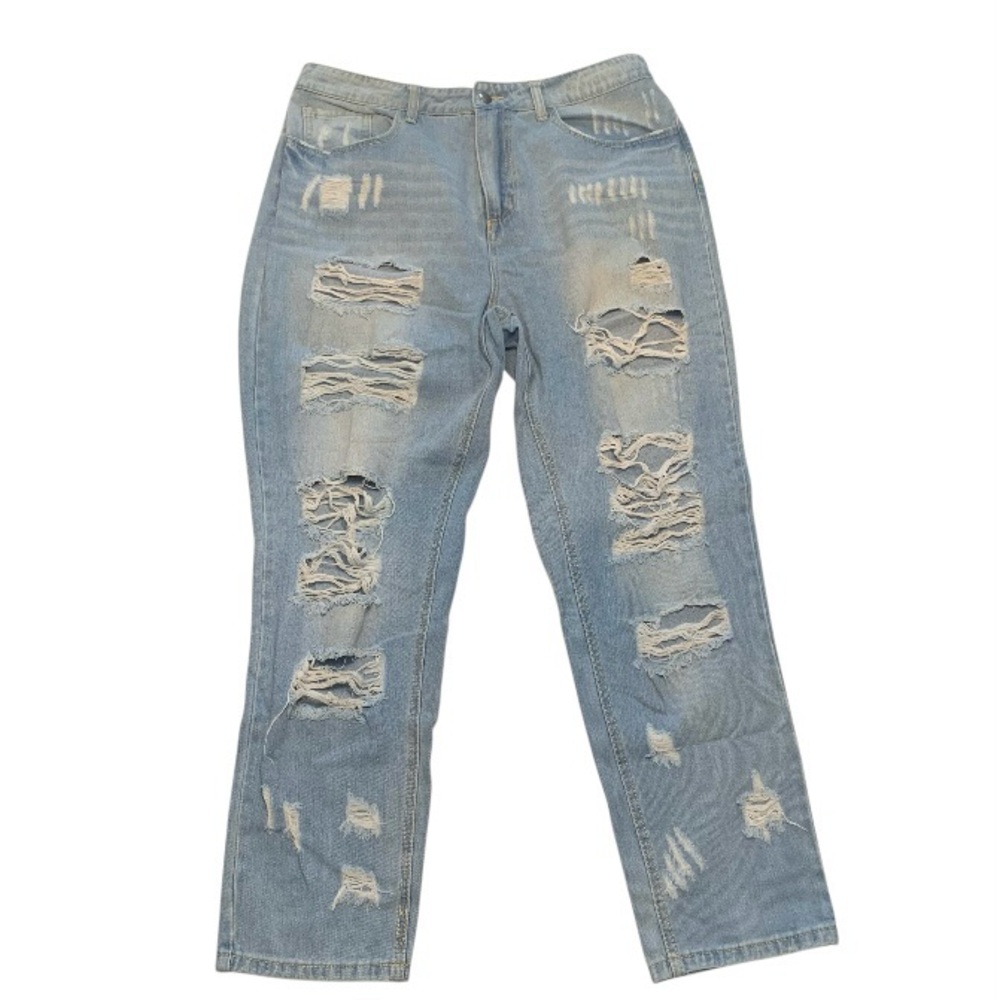 DISTRESSED 100% Cotton Distressed High Rise Jeans 16W